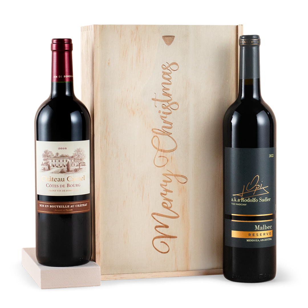 Merry Christmas Red Wine Gift Duo