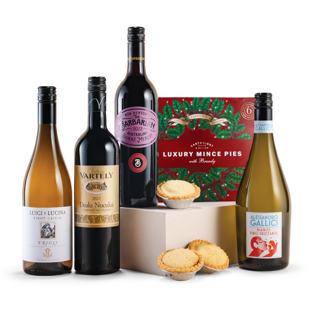 Luxury Mince Pies with Four Wines Gift - Delivery From Late September